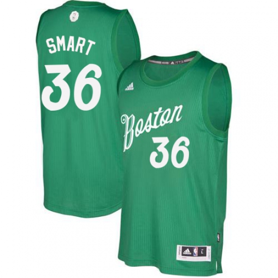 Men's Adidas Boston Celtics 36 Marcus Smart Authentic Green 2016-2017 Christmas Day NBA Jersey