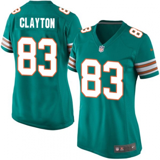 Women's Nike Miami Dolphins 83 Mark Clayton Game Aqua Green Alternate NFL Jersey