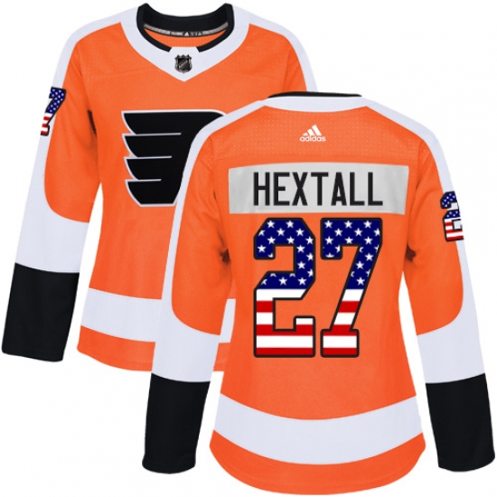 Women's Adidas Philadelphia Flyers 27 Ron Hextall Authentic Orange USA Flag Fashion NHL Jersey