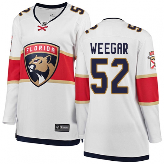 Women's Florida Panthers 52 MacKenzie Weegar Authentic White Away Fanatics Branded Breakaway NHL Jersey