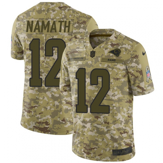 Youth Nike Los Angeles Rams 12 Joe Namath Limited Camo 2018 Salute to Service NFL Jersey