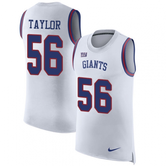 Men's Nike New York Giants 56 Lawrence Taylor Limited White Rush Player Name & Number Tank Top NFL Jersey