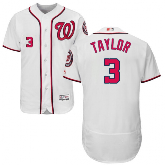 Men's Majestic Washington Nationals 3 Michael Taylor White Home Flex Base Authentic Collection MLB Jersey