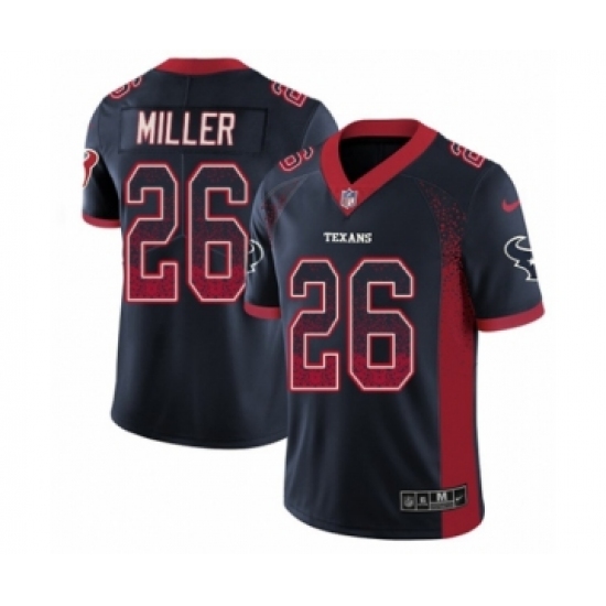 Men's Nike Houston Texans 26 Lamar Miller Limited Navy Blue Rush Drift Fashion NFL Jersey