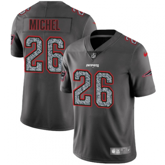 Men's Nike New England Patriots 26 Sony Michel Gray Static Vapor Untouchable Limited NFL Jersey