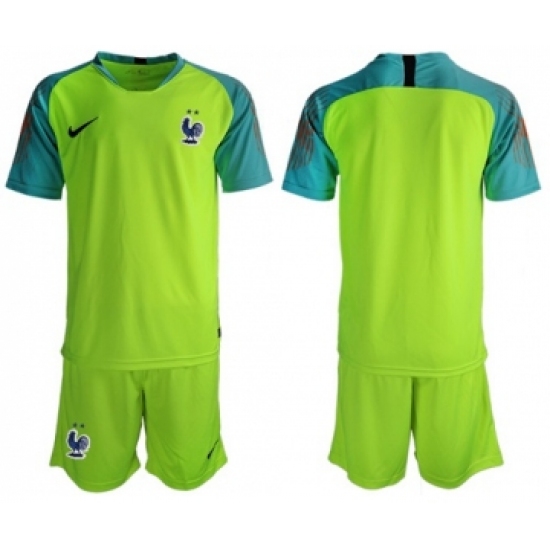 France Blank Shiny Green Goalkeeper Soccer Country Jersey