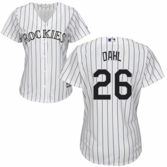 Women's Majestic Colorado Rockies 26 David Dahl Authentic White Home Cool Base MLB Jersey