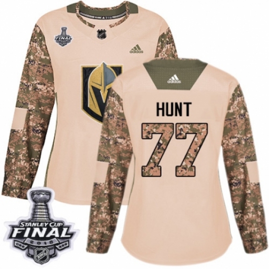 Women's Adidas Vegas Golden Knights 77 Brad Hunt Authentic Camo Veterans Day Practice 2018 Stanley Cup Final NHL Jersey