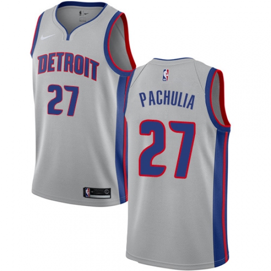 Youth Nike Detroit Pistons 27 Zaza Pachulia Swingman Silver NBA Jersey Statement Edition