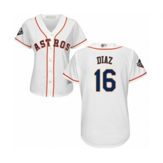 Women's Houston Astros 16 Aledmys Diaz Authentic White Home Cool Base 2019 World Series Bound Baseball Jersey