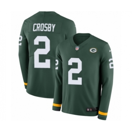 Men's Nike Green Bay Packers 2 Mason Crosby Limited Green Therma Long Sleeve NFL Jersey