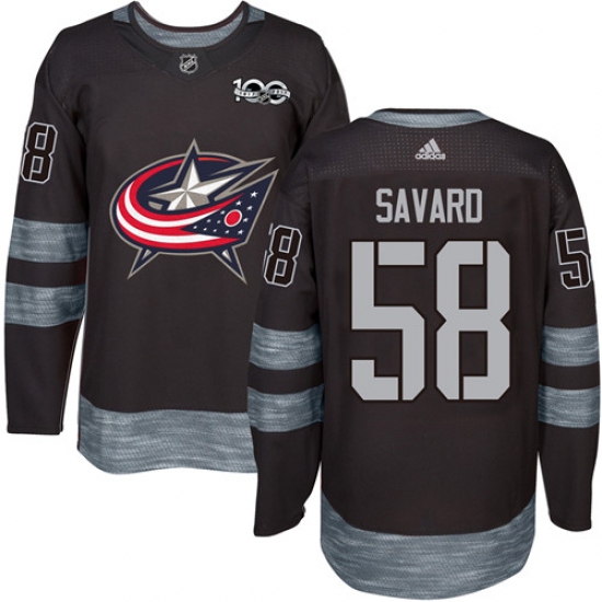 Men's Adidas Columbus Blue Jackets 58 David Savard Premier Black 1917-2017 100th Anniversary NHL Jersey