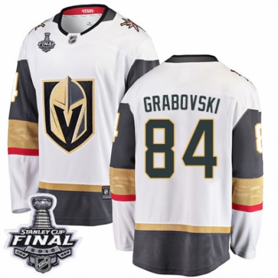 Youth Vegas Golden Knights 84 Mikhail Grabovski Authentic White Away Fanatics Branded Breakaway 2018 Stanley Cup Final NHL Jersey