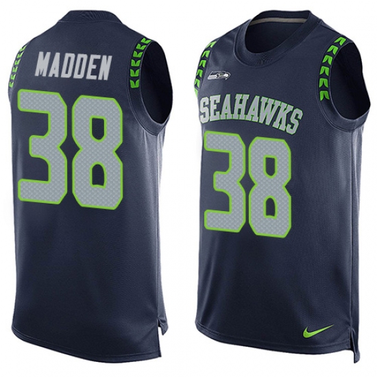 Men's Nike Seattle Seahawks 38 Tre Madden Limited Steel Blue Player Name & Number Tank Top NFL Jersey