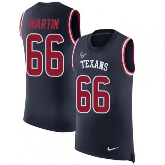 Men's Nike Houston Texans 66 Nick Martin Limited Navy Blue Rush Player Name & Number Tank Top NFL Jersey