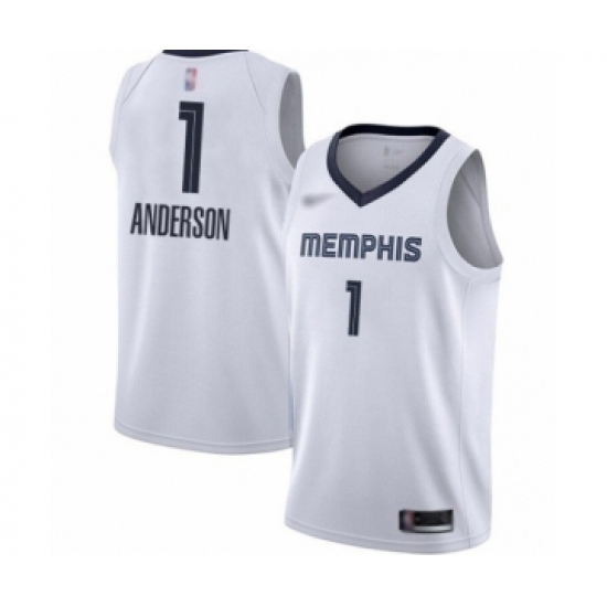 Youth Memphis Grizzlies 1 Kyle Anderson Swingman White Finished Basketball Jersey - Association Edition