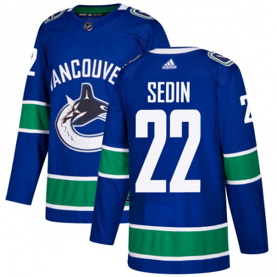 Men's Adidas Vancouver Canucks 22 Daniel Sedin Authentic Blue Home NHL Jersey