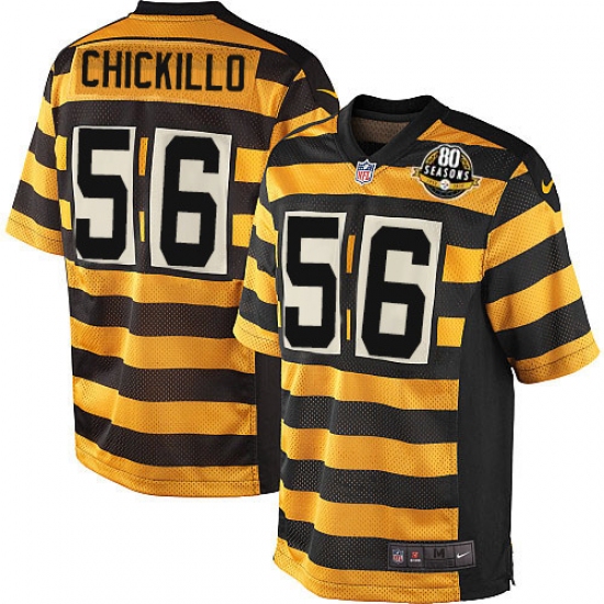 Youth Nike Pittsburgh Steelers 56 Anthony Chickillo Elite Yellow/Black Alternate 80TH Anniversary Throwback NFL Jersey