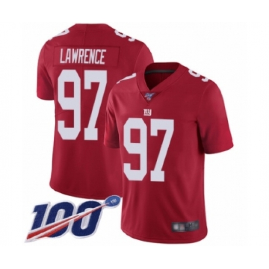 Men's New York Giants 97 Dexter Lawrence Red Limited Red Inverted Legend 100th Season Football Jersey