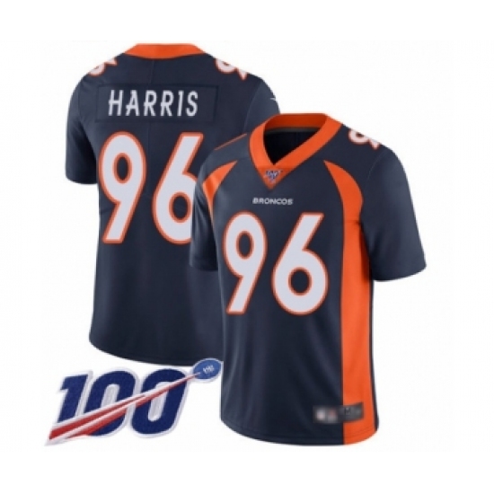 Youth Denver Broncos 96 Shelby Harris Navy Blue Alternate Vapor Untouchable Limited Player 100th Season Football Jersey