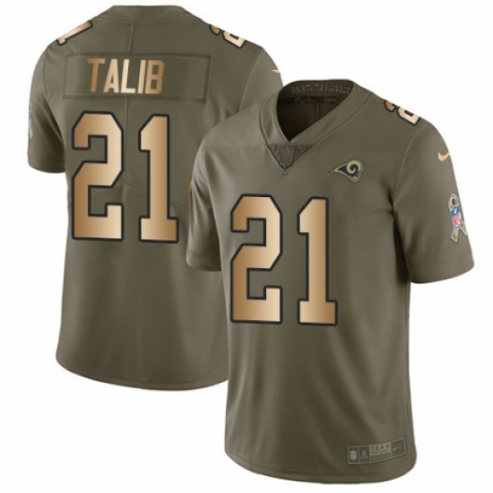 Men's Nike Los Angeles Rams 21 Aqib Talib Limited Olive/Gold 2017 Salute to Service NFL Jersey