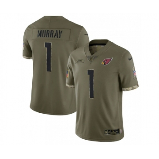 Men's Arizona Cardinals 1 Kyler Murray 2022 Olive Salute To Service Limited Stitched Jersey
