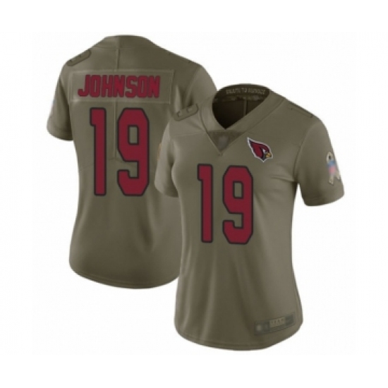 Women's Arizona Cardinals 19 KeeSean Johnson Limited Olive 2017 Salute to Service Football Jersey