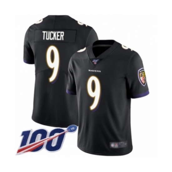 Men's Baltimore Ravens 9 Justin Tucker Black Alternate Vapor Untouchable Limited Player 100th Season Football Jersey