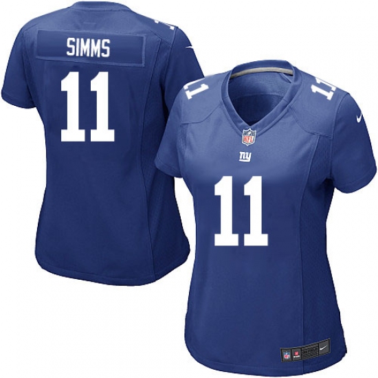 Women's Nike New York Giants 11 Phil Simms Game Royal Blue Team Color NFL Jersey