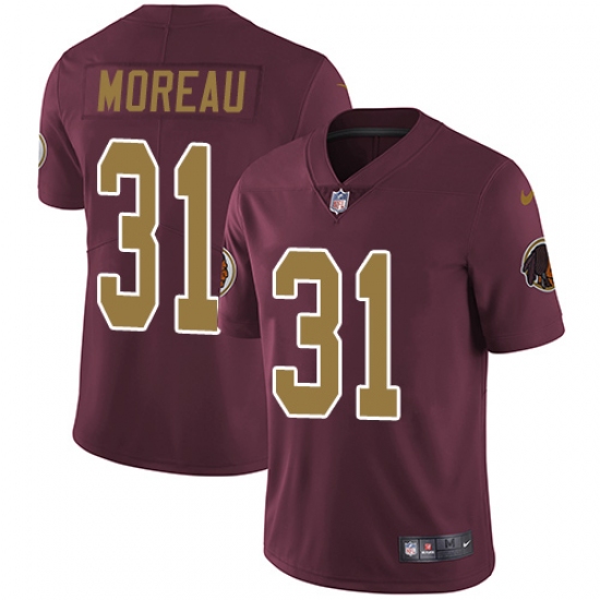 Youth Nike Washington Redskins 31 Fabian Moreau Burgundy Red/Gold Number Alternate 80TH Anniversary Vapor Untouchable Limited Player NFL Jersey