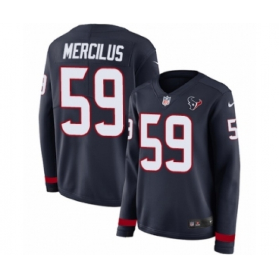 Women's Nike Houston Texans 59 Whitney Mercilus Limited Navy Blue Therma Long Sleeve NFL Jersey