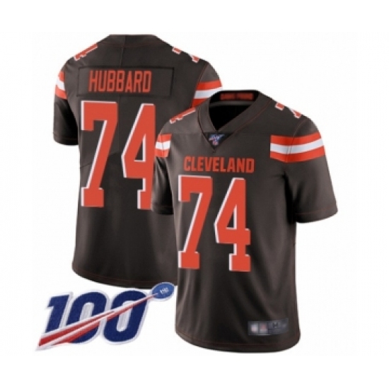 Men's Cleveland Browns 74 Chris Hubbard Brown Team Color Vapor Untouchable Limited Player 100th Season Football Jersey