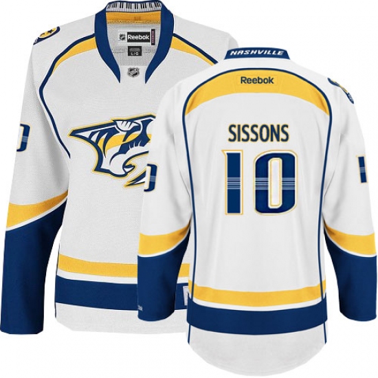 Women's Reebok Nashville Predators 10 Colton Sissons Authentic White Away NHL Jersey