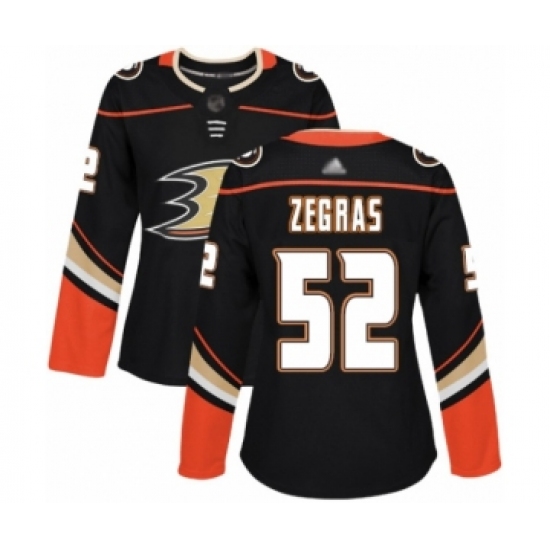 Women's Anaheim Ducks 52 Trevor Zegras Authentic Black Home Hockey Jersey