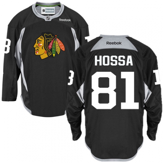 Men's Reebok Chicago Blackhawks 81 Marian Hossa Premier Black Practice NHL Jersey