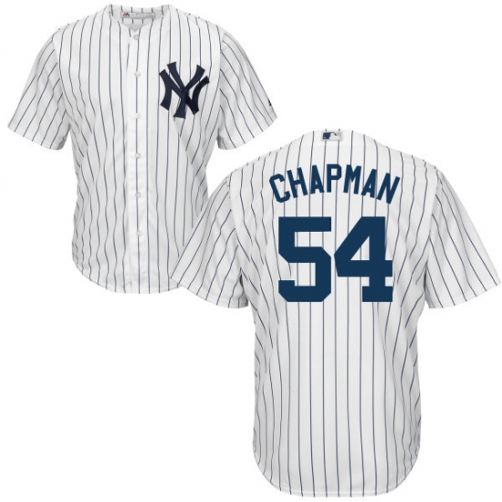 Youth Majestic New York Yankees 54 Aroldis Chapman Replica White Home MLB Jersey