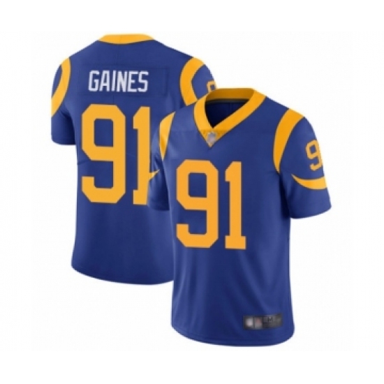 Men's Los Angeles Rams 91 Greg Gaines Royal Blue Alternate Vapor Untouchable Limited Player Football Jersey