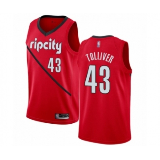 Men's Portland Trail Blazers 43 Anthony Tolliver Red Swingman Jersey - Earned Edition