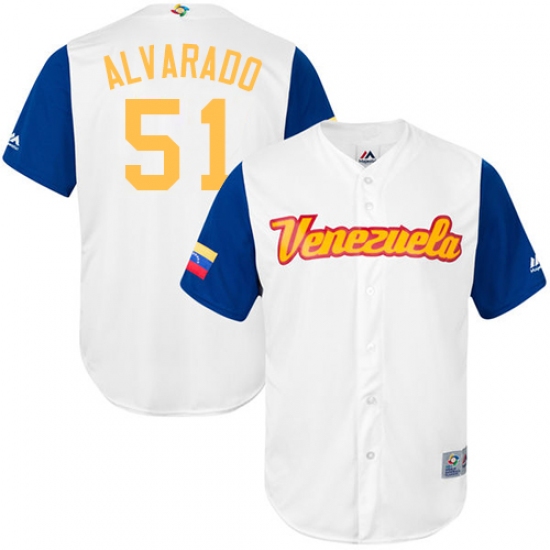 Men's Venezuela Baseball Majestic 51 Jose Alvarado White 2017 World Baseball Classic Replica Team Jersey