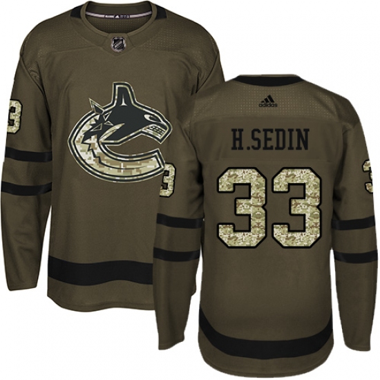 Youth Adidas Vancouver Canucks 33 Henrik Sedin Premier Green Salute to Service NHL Jersey