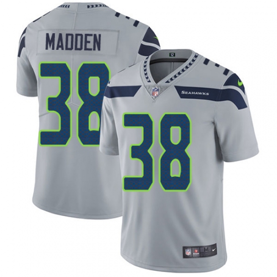 Youth Nike Seattle Seahawks 38 Tre Madden Grey Alternate Vapor Untouchable Elite Player NFL Jersey