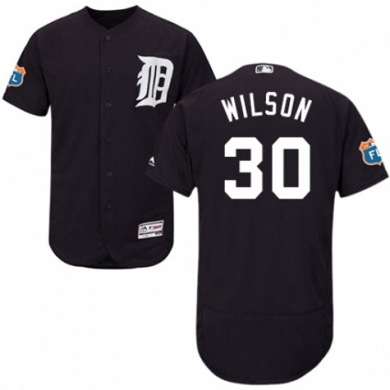 Men's Majestic Detroit Tigers 30 Alex Wilson Navy Blue Alternate Flex Base Authentic Collection MLB Jersey