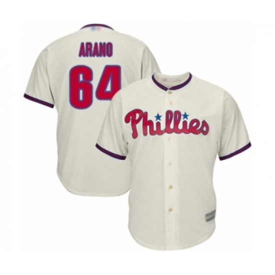 Youth Philadelphia Phillies 64 Victor Arano Authentic Cream Alternate Cool Base Baseball Player Jersey