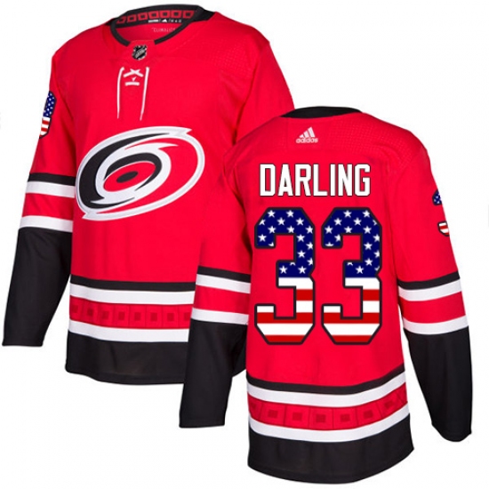 Men's Adidas Carolina Hurricanes 33 Scott Darling Authentic Red USA Flag Fashion NHL Jersey