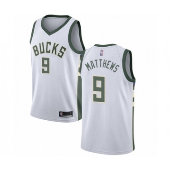 Youth Milwaukee Bucks 9 Wesley Matthews Swingman White Basketball Jersey - Association Edition