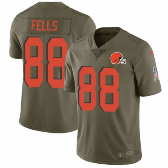 Youth Nike Cleveland Browns 88 Darren Fells Limited Olive 2017 Salute to Service NFL Jersey