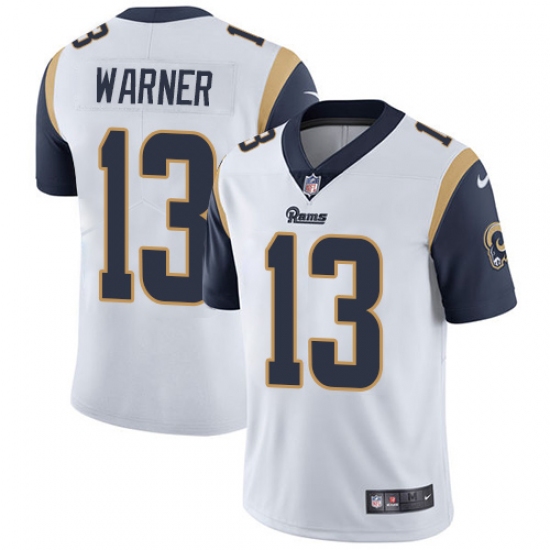 Men's Nike Los Angeles Rams 13 Kurt Warner White Vapor Untouchable Limited Player NFL Jersey