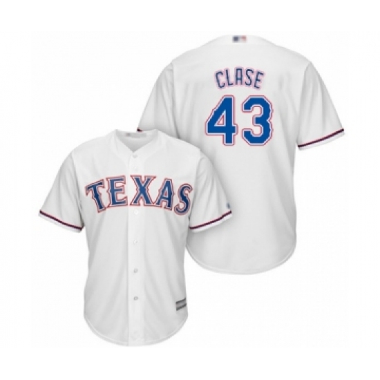 Youth Texas Rangers 43 Emmanuel Clase Authentic White Home Cool Base Baseball Player Jersey