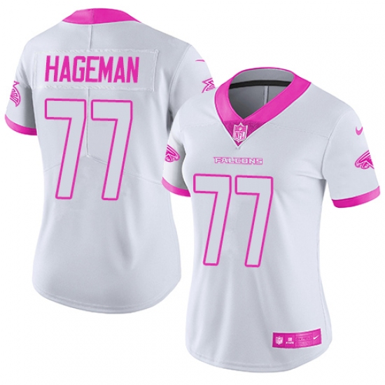 Women's Nike Atlanta Falcons 77 Ra'Shede Hageman Limited White/Pink Rush Fashion NFL Jersey