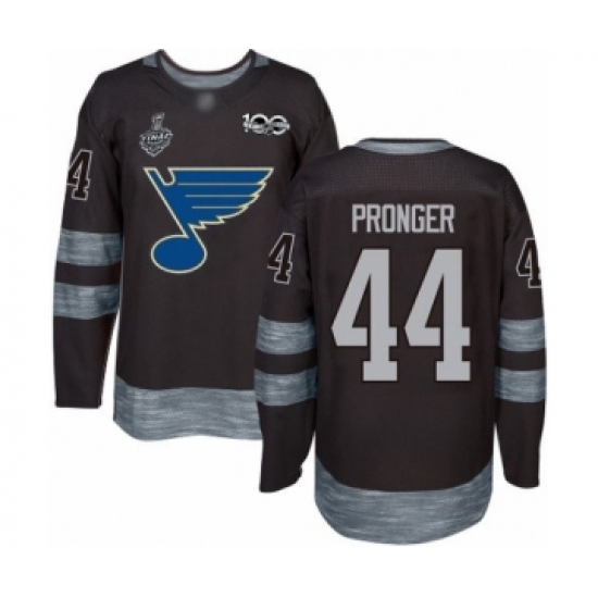 Men's St. Louis Blues 44 Chris Pronger Authentic Black 1917-2017 100th Anniversary 2019 Stanley Cup Final Bound Hockey Jersey